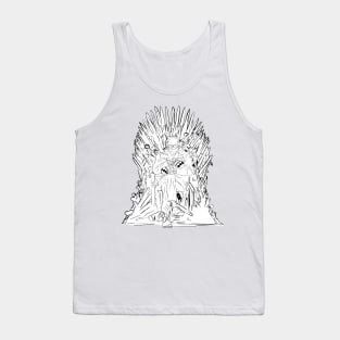 Bernie Sanders meme with mittens on a throne of spades - black and white Tank Top